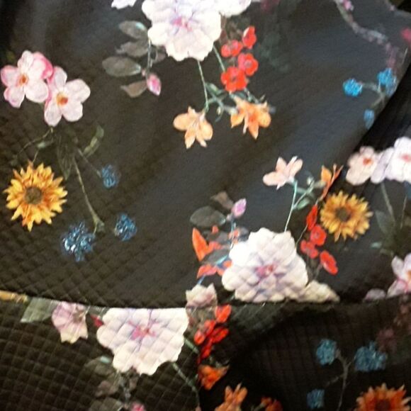 Bebe Black Floral Fit & Flare Dress - Picture 6 of 12